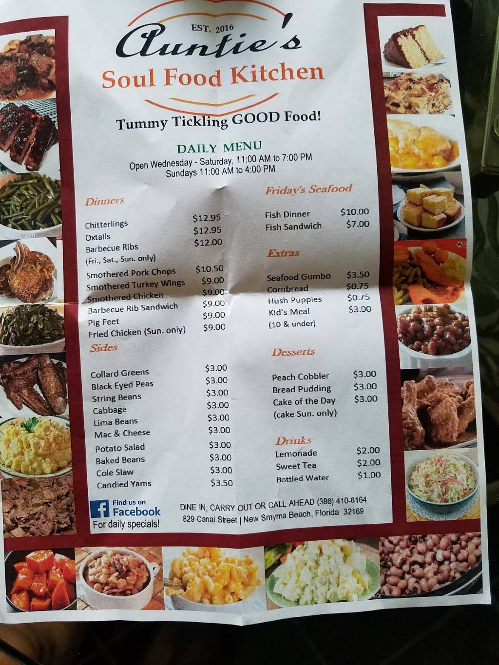 Auntie s Soul Food Kitchen | restaurant | 829 Canal St, New Smyrna Beach, FL 32168, USA | 3864106164 OR +1 386-410-6164