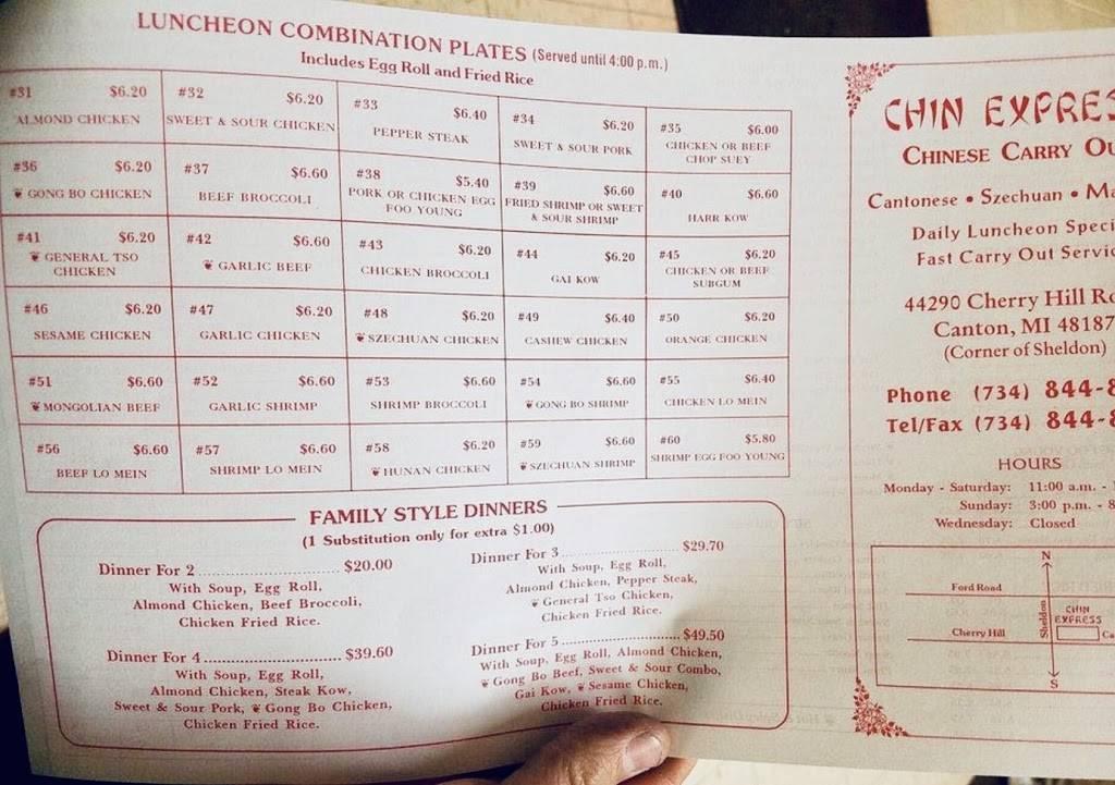 Chin Express | restaurant | 44290 Cherry Hill Rd, Canton, MI 48187, USA | 7348448619 OR +1 734-844-8619