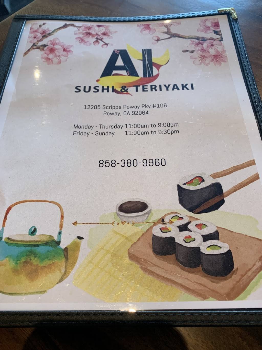 AI Sushi & Teriyaki | restaurant | 12205 Scripps Poway Pkwy, Poway, CA 92064, USA | 8583809960 OR +1 858-380-9960