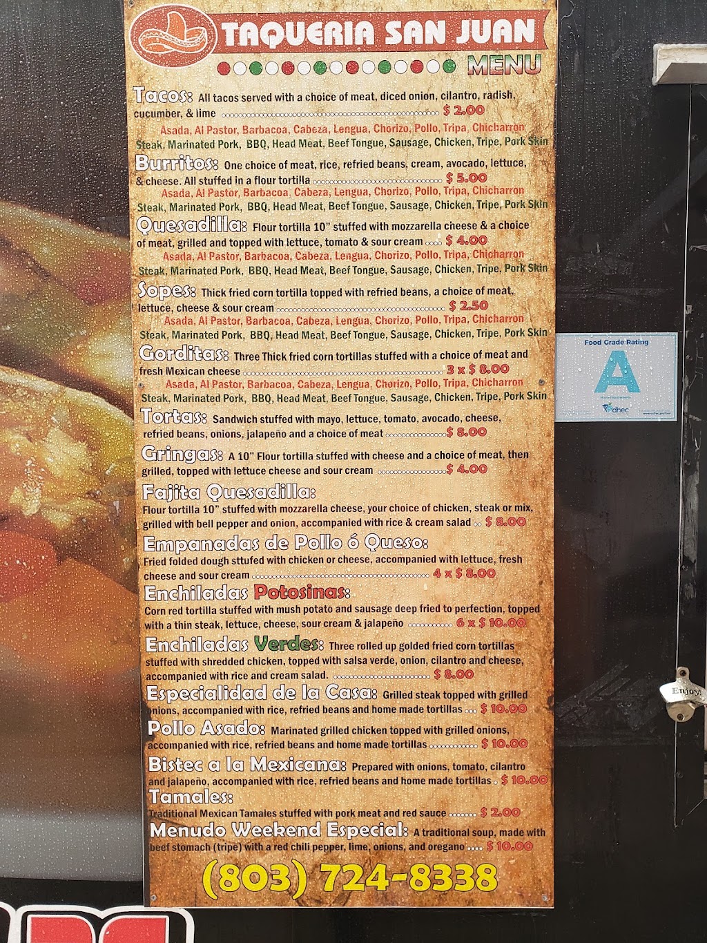 Taqueria San Juan | restaurant | 3150 Augusta Rd, West Columbia, SC 29170, USA | 8037248338 OR +1 803-724-8338