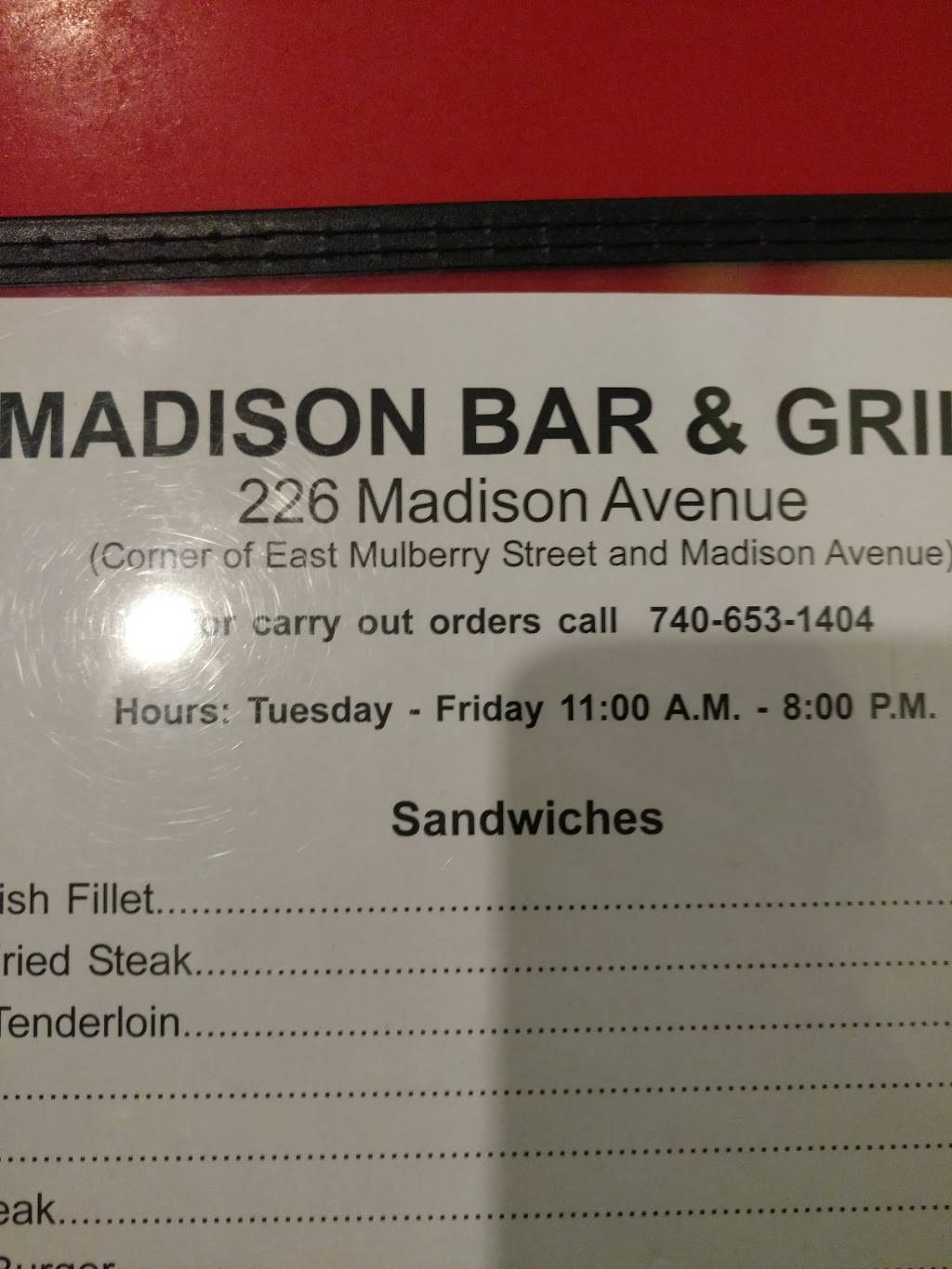 Madisons Bar & Grill | restaurant | 226 Madison Ave, Lancaster, OH 43130, USA | 7406549076 OR +1 740-654-9076