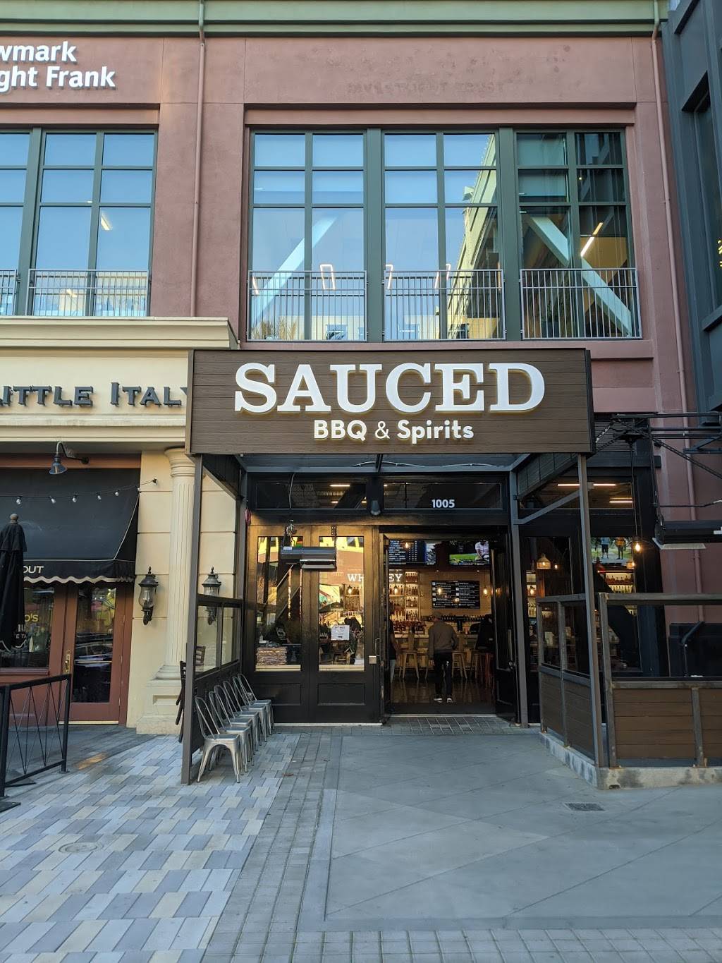 Sauced BBQ & Spirits San Jose - Santana Row | restaurant | 3055 Olin Ave #1005, San Jose, CA 95128, USA | 4085648048 OR +1 408-564-8048