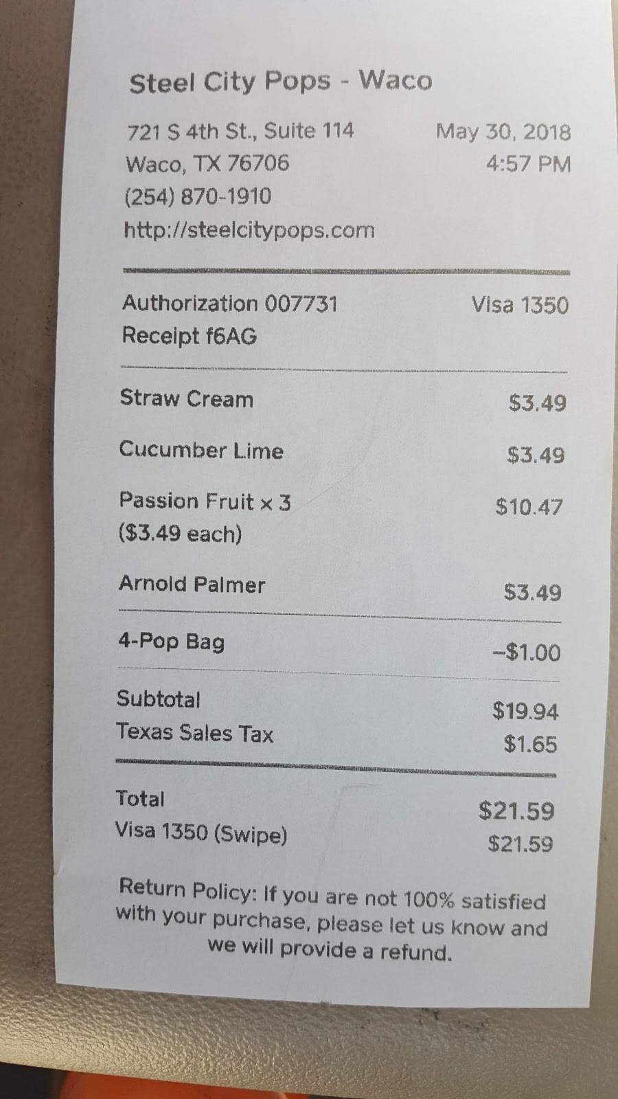 Steel City Pops | restaurant | 721 S 4th St #114, Waco, TX 76706, USA | 2548701910 OR +1 254-870-1910