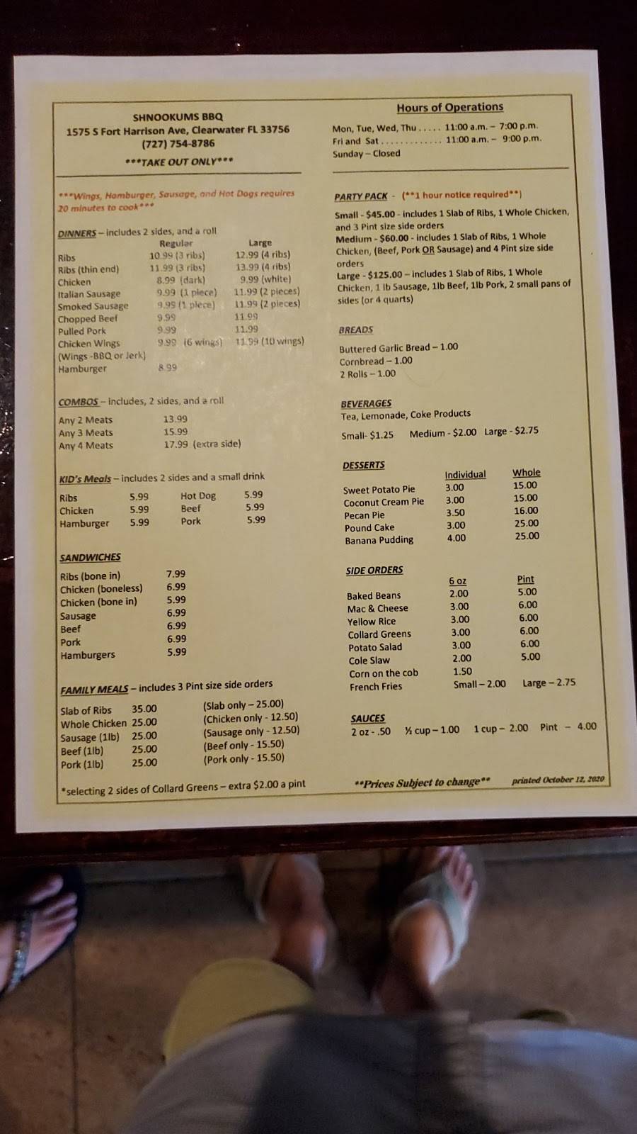 ShnookumsBBQ | restaurant | 1575 S Ft Harrison Ave, Clearwater, FL 33756, USA | 7277548786 OR +1 727-754-8786