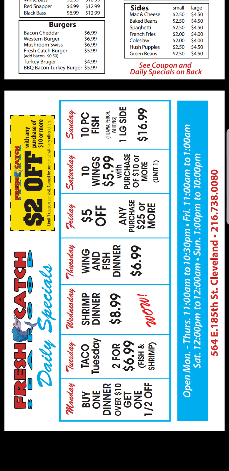 Fresh Catch Seafood | restaurant | 564 E 185th St, Cleveland, OH 44119, USA | 2167380080 OR +1 216-738-0080