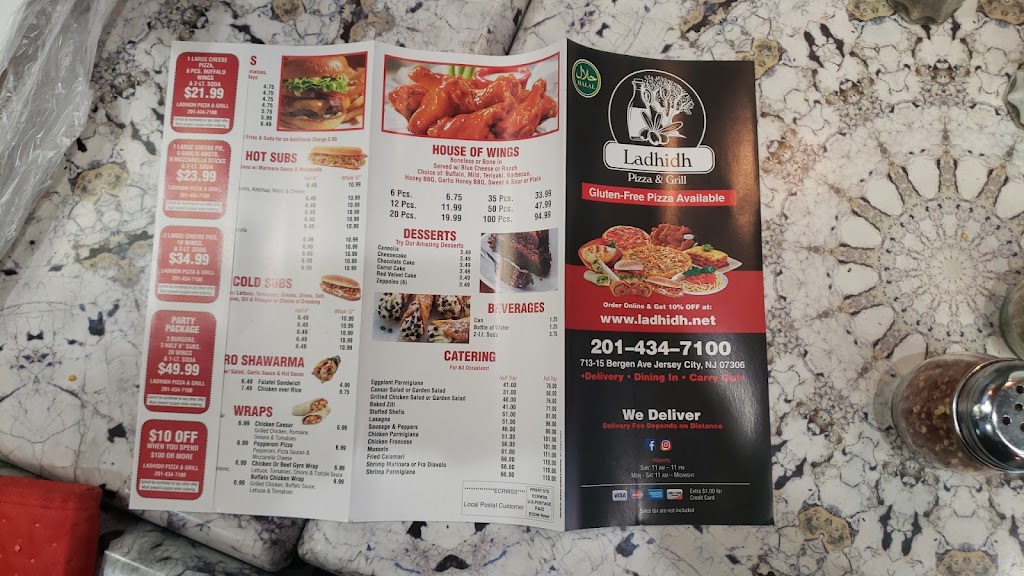 Ladhidh Mediterranean Cuisine & BBQ, Pizzeria & Grill | restaurant | 713 Bergen Ave, Jersey City, NJ 07306, USA | 2014347100 OR +1 201-434-7100
