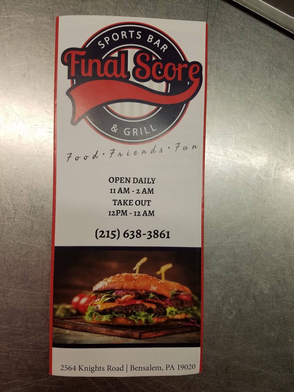 Final Score Sports Bar & Grill | restaurant | 2564 Knights Rd, Bensalem, PA 19020, USA | 2156383861 OR +1 215-638-3861