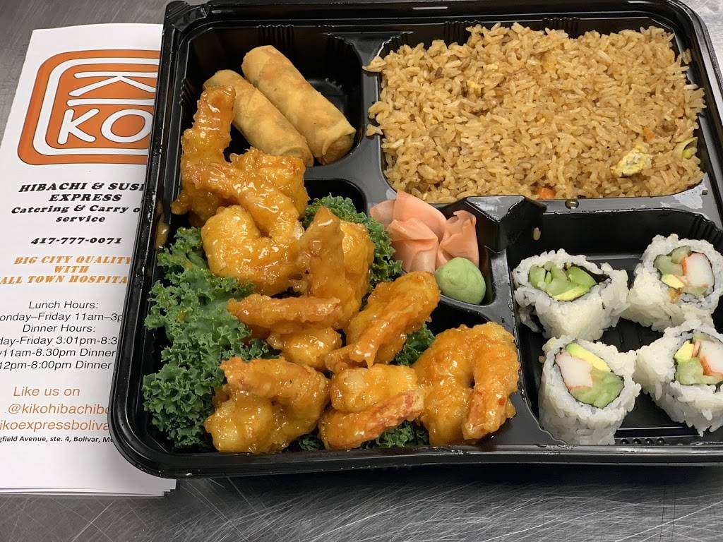Kiko Hibachi & Sushi Express | restaurant | 2115 S Springfield Ave suite 4, Bolivar, MO 65613, USA | 4177770071 OR +1 417-777-0071