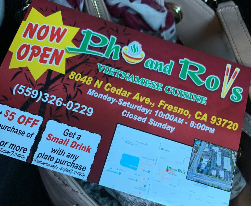 Pho and Rolls | restaurant | 8048 N Cedar Ave, Fresno, CA 93720, USA | 5593260229 OR +1 559-326-0229