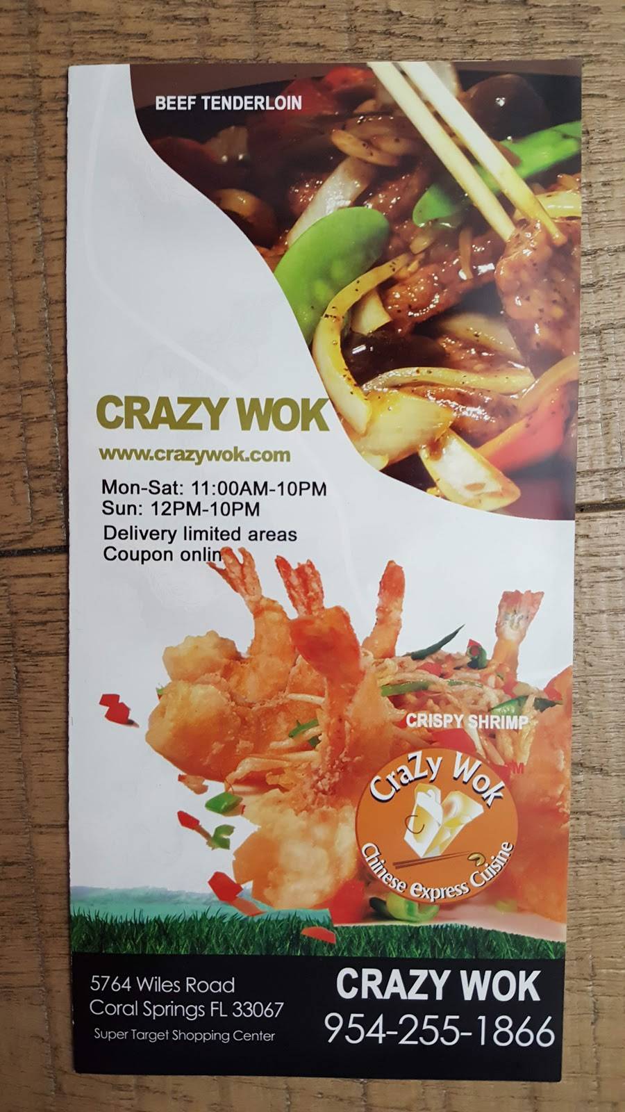 Crazy Wok | restaurant | 5764 Wiles Rd, Coral Springs, FL 33067, USA | 9542551866 OR +1 954-255-1866