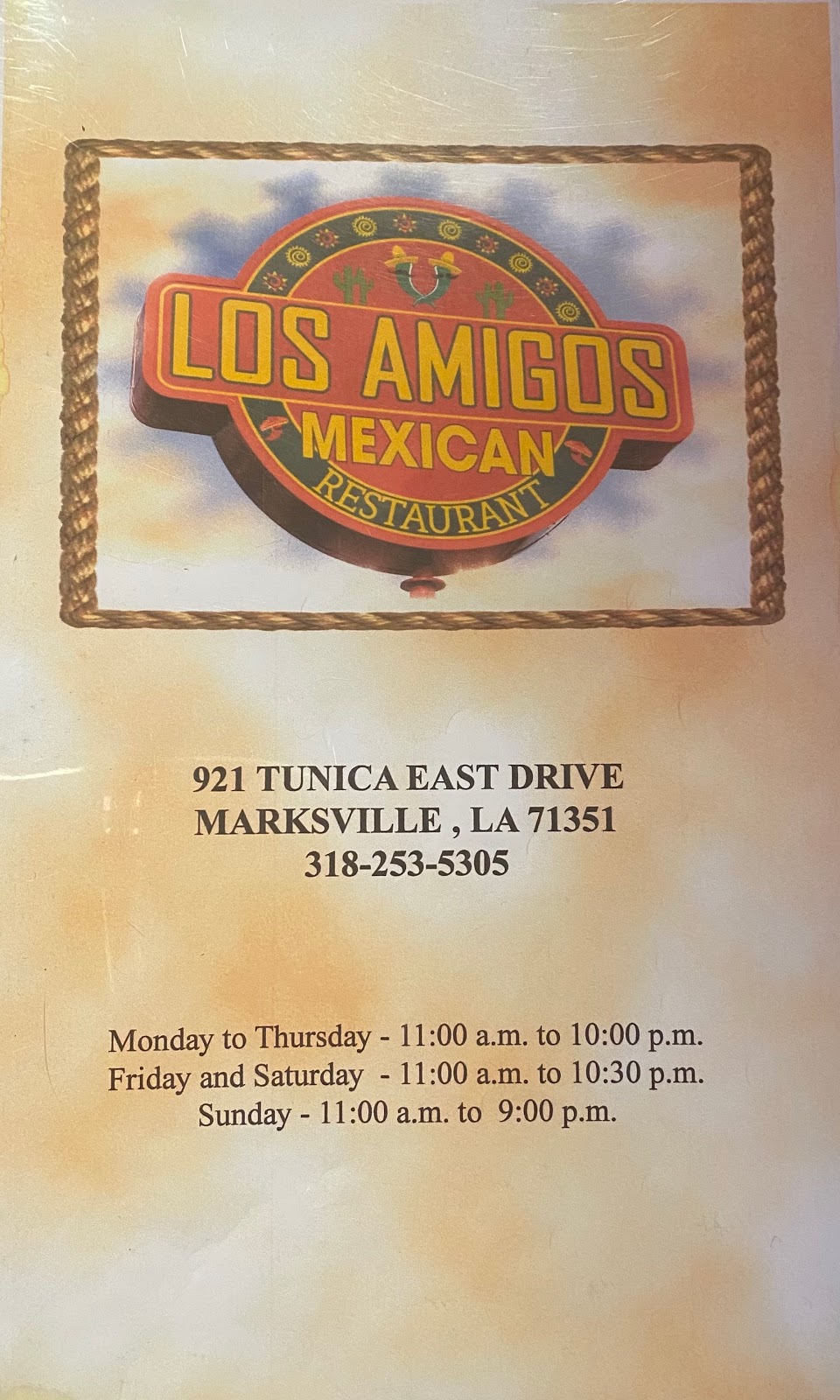 Los Amigos Mexican Restaurant | restaurant | 921 Tunica Dr E, Marksville, LA 71351, USA | 3182535305 OR +1 318-253-5305