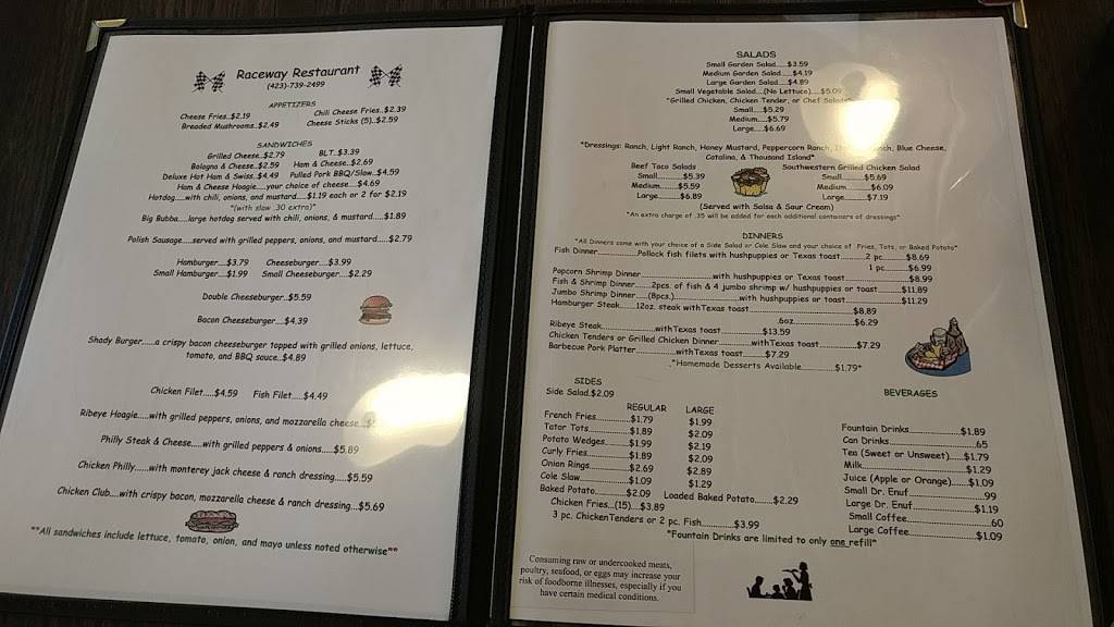 Raceway Restaurant | restaurant | 5342, 2864 TN-91, Shady Valley, TN 37688, USA | 4237392499 OR +1 423-739-2499