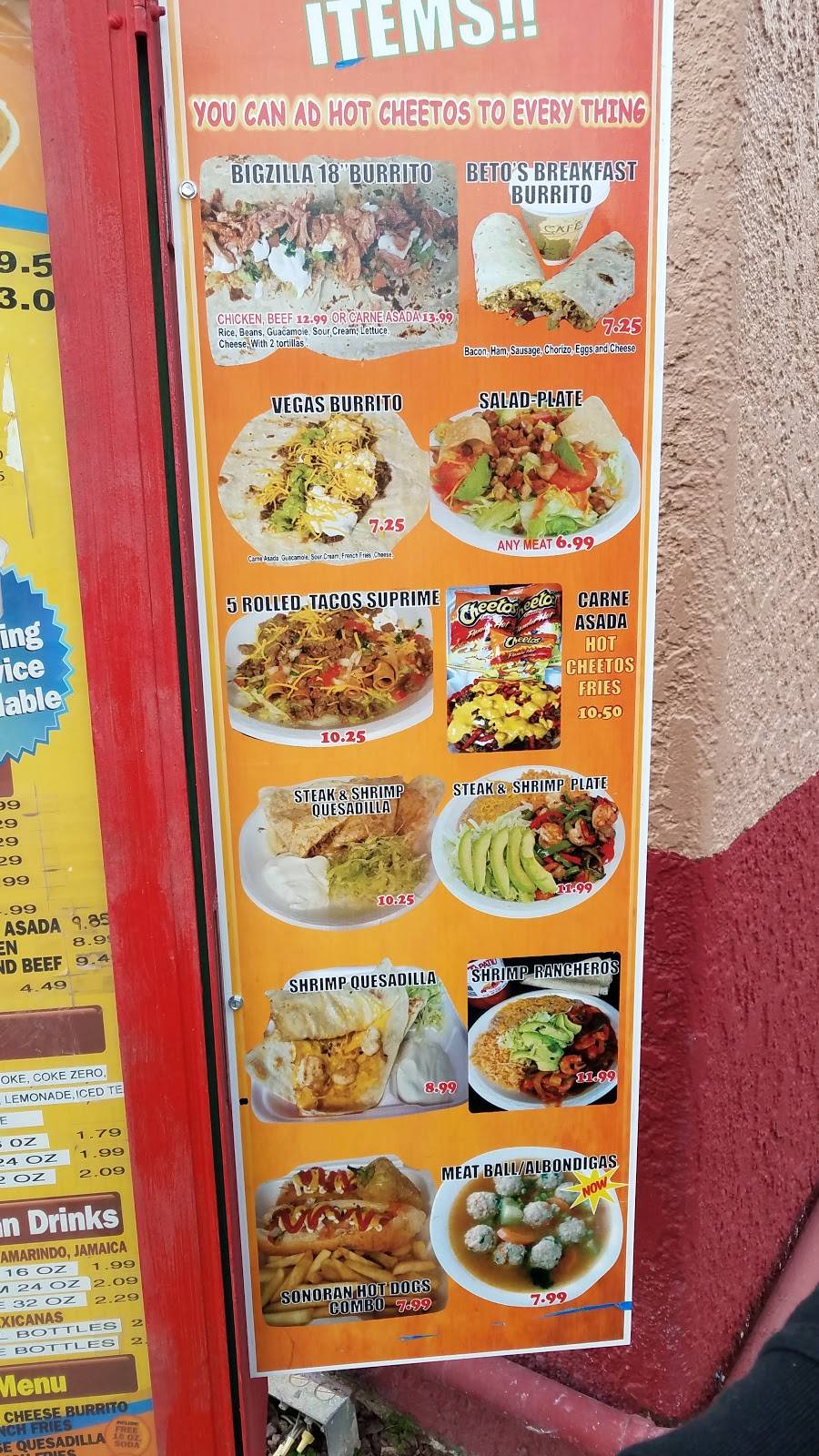 Los Betos Mexican Food | restaurant | 3567 N Oracle Rd, Tucson, AZ 85705, USA | 5202931581 OR +1 520-293-1581