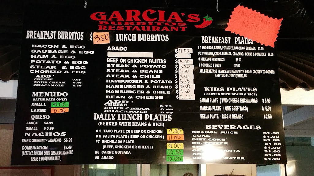 Garcias Burritos | restaurant | 1306 N Lamesa Rd, Midland, TX 79701, USA | 4326844383 OR +1 432-684-4383