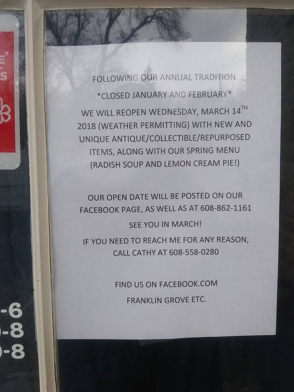 Franklin Grove Etc | cafe | N7302 County Hwy X, Albany, WI 53502, USA | 6088621161 OR +1 608-862-1161