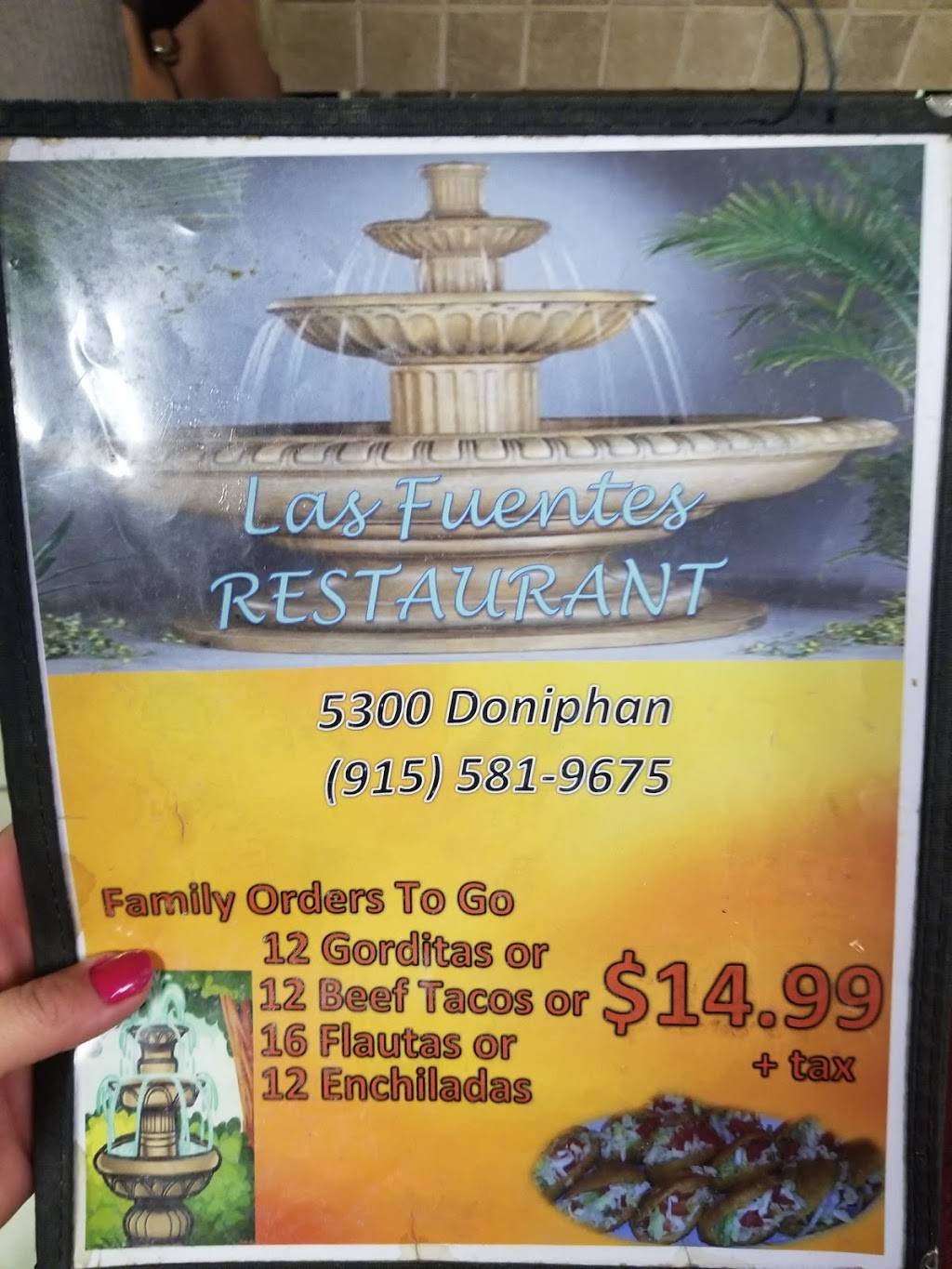 Las Fuentes Restaurant | restaurant | 5300 Doniphan Dr # 3, El Paso, TX 79932, USA | 9155819675 OR +1 915-581-9675