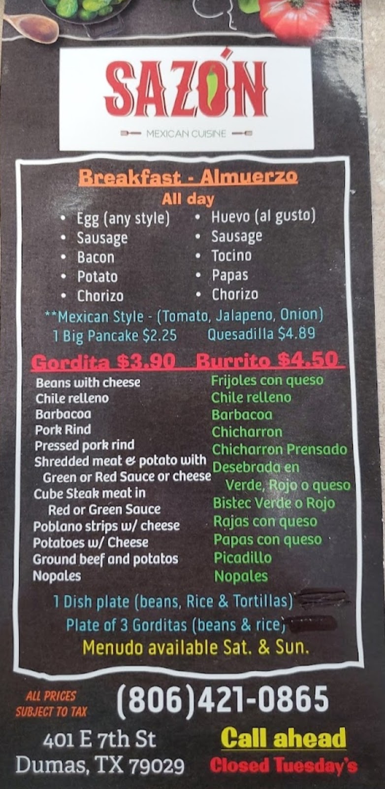 SAZON | restaurant | 1315 S Dumas Ave, Dumas, TX 79029, USA | 8064210865 OR +1 806-421-0865