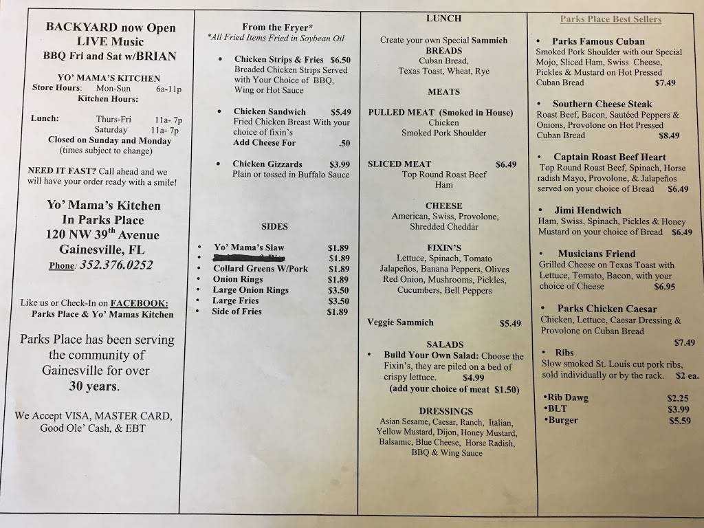 Parks Place | restaurant | 120 NW 39th Ave, Gainesville, FL 32609, USA | 3523760252 OR +1 352-376-0252