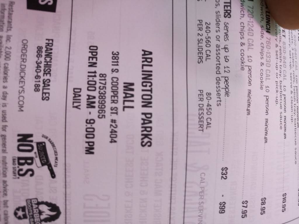 Dickeys Barbecue Pit | restaurant | 3811 S Cooper St, Arlington, TX 76015, USA | 8175389965 OR +1 817-538-9965