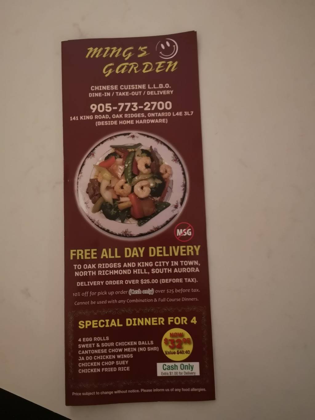 Mings Garden Restaurant | restaurant | 141 King Rd, Richmond Hill, ON L4E 3L7, Canada | 9057732700 OR +1 905-773-2700