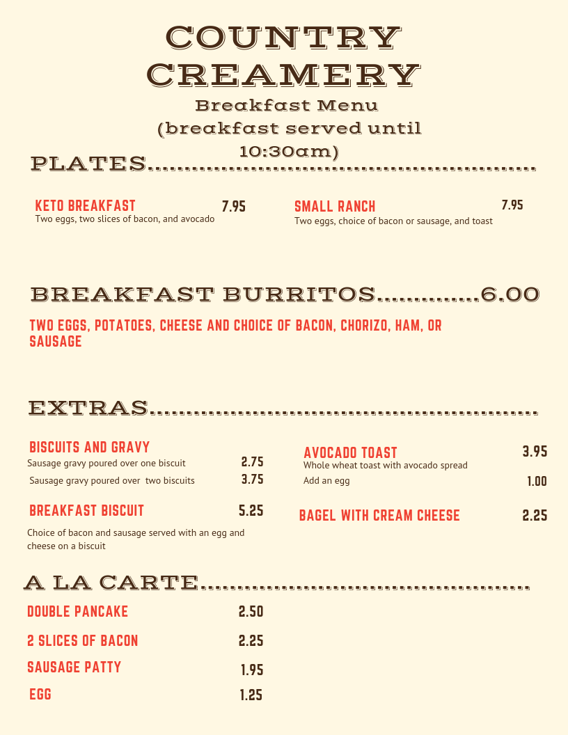 Country Creamery | restaurant | 5689 S Elm Ave, Fresno, CA 93706, USA | 5593745151 OR +1 559-374-5151