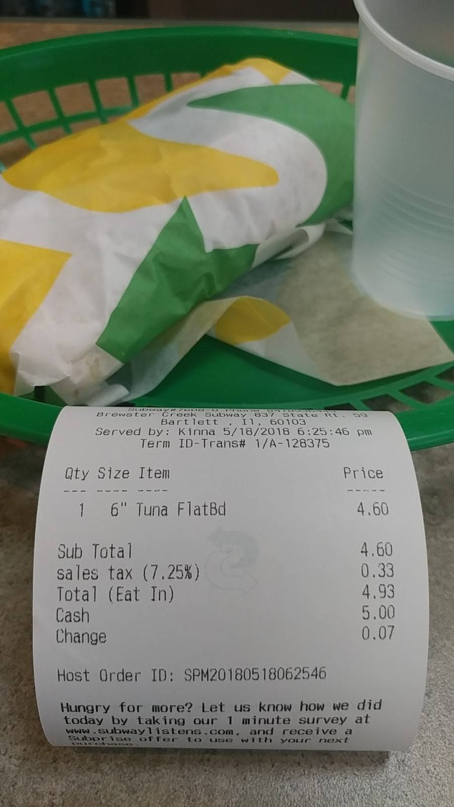 Subway Restaurants | restaurant | 837 South State Rt 59, Bartlett, IL 60103, USA | 8478936445 OR +1 847-893-6445