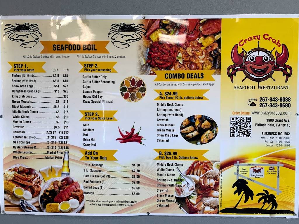 Crazy Crab | restaurant | 1900 Grant Ave Ste D, Philadelphia, PA 19115, USA | 2673438088 OR +1 267-343-8088