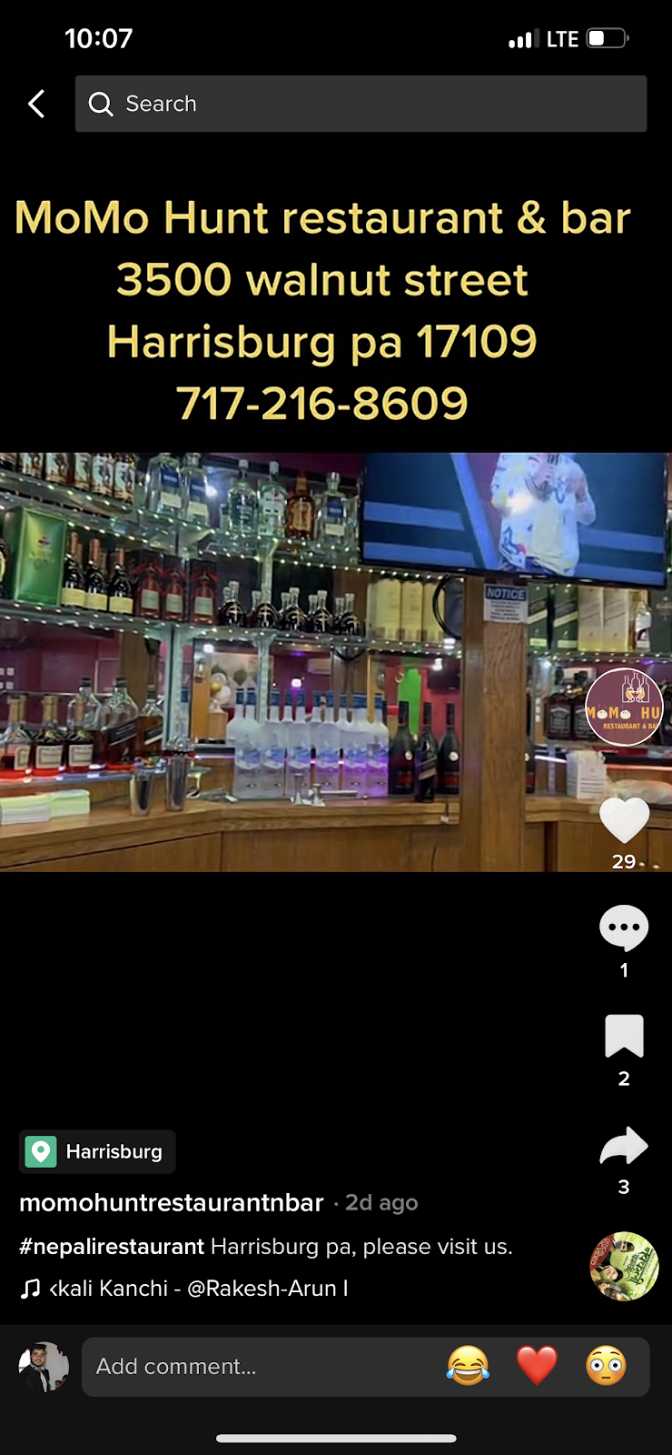 Momo Hunt Restaurant & Bar | restaurant | 3500 Walnut St, Harrisburg, PA 17109, USA | 7172168609 OR +1 717-216-8609