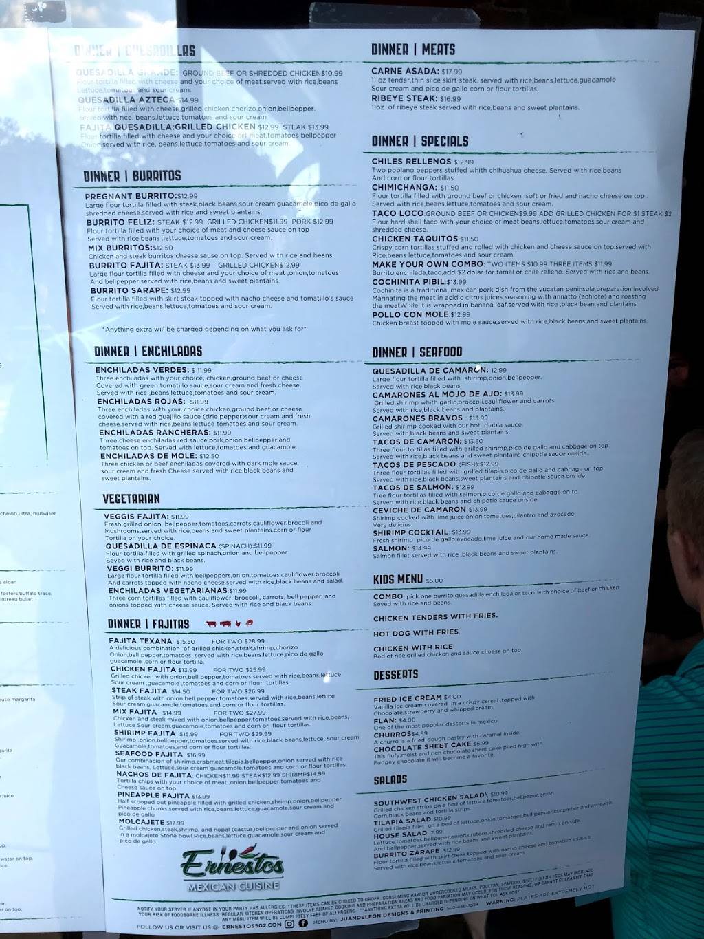 Ernestos | restaurant | 117 E Main St, La Grange, KY 40031, USA | 5022650406 OR +1 502-265-0406