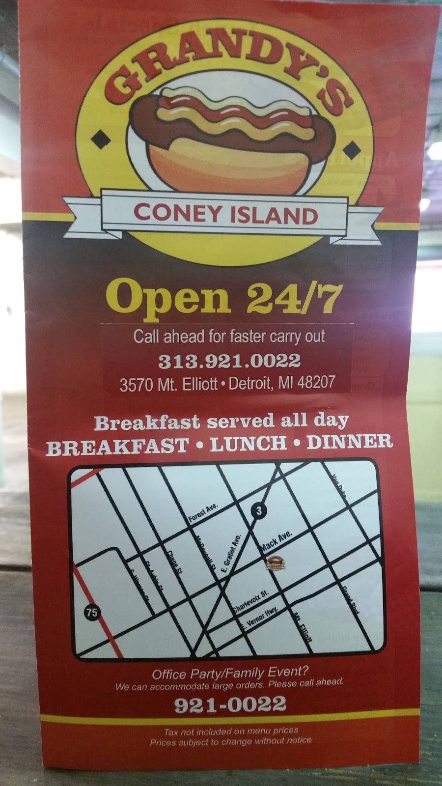 Grandys Coney Island | restaurant | 3570 Mt Elliott St, Detroit, MI 48207, USA | 3139210022 OR +1 313-921-0022