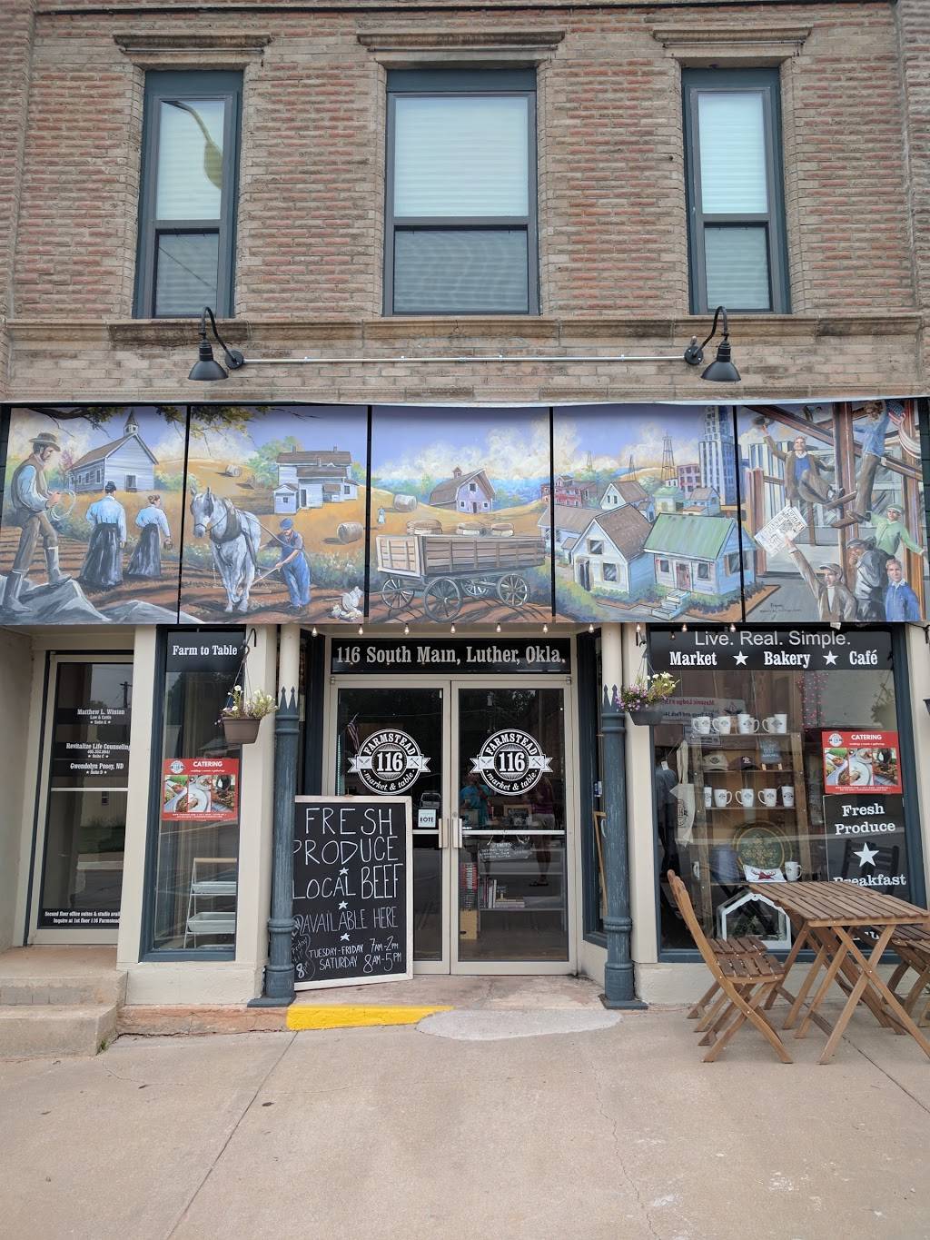 116 Farmstead Market & Table | restaurant | 116 S Main St, Luther, OK 73054, USA | 4052346042 OR +1 405-234-6042