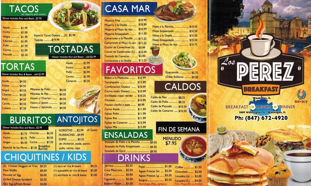 Los Perez Cafe | restaurant | 2009 Washington St, Waukegan, IL 60085, USA | 8476724920 OR +1 847-672-4920