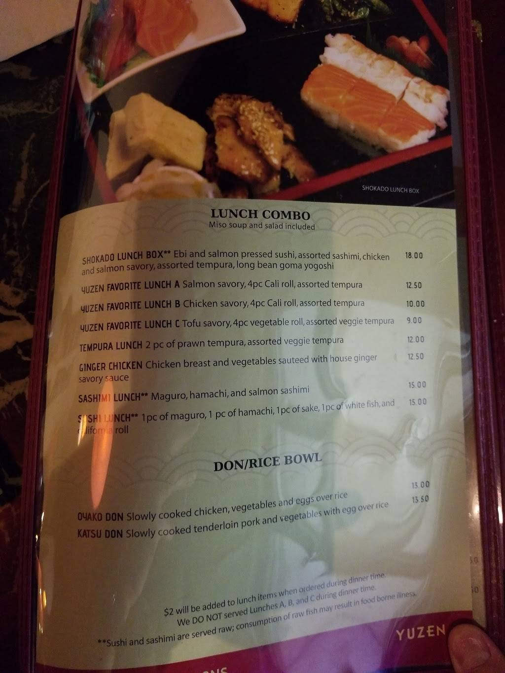 Yuzen Japanese Cuisine | restaurant | 8451 SE 68th St, Mercer Island, WA 98040, USA | 2062753310 OR +1 206-275-3310