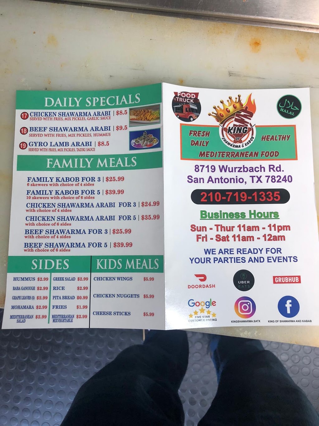 King Of Shawarma And Kabab | restaurant | 8719 Wurzbach Rd, San Antonio, TX 78240, USA | 2107191335 OR +1 210-719-1335