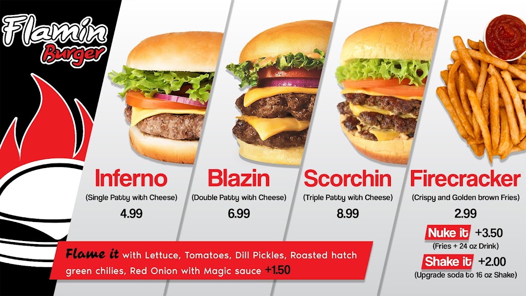Flamin Burger | restaurant | 1805 W RR 150 Bldg A, Kyle, TX 78640, USA | 5126464027 OR +1 512-646-4027