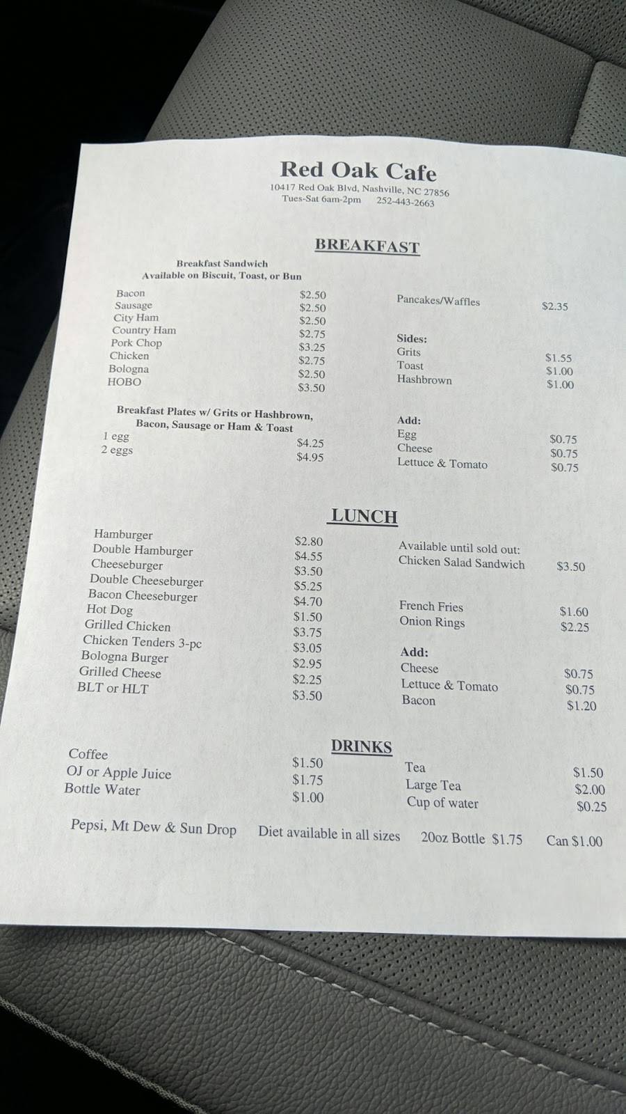 Red Oak Cafe | restaurant | 10417 Red Oak Blvd, Nashville, NC 27856, USA | 2524432663 OR +1 252-443-2663