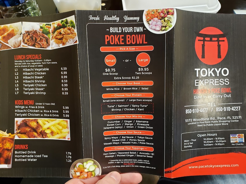 Tokyo Express | restaurant | 5572 Woodbine Rd, Milton, FL 32571, USA | 8509104477 OR +1 850-910-4477