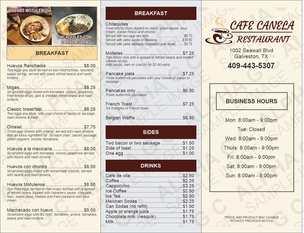 Café Canela Restaurant | restaurant | 1002 Seawall Blvd, Galveston, TX 77550, USA | 4095264439 OR +1 409-526-4439