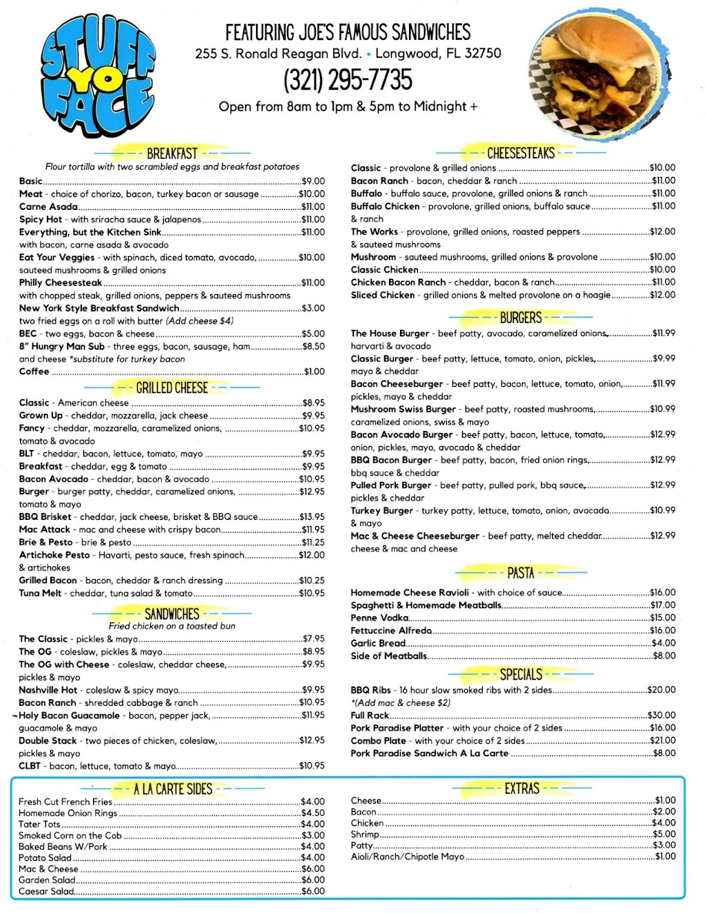 Stuff Yo Face | restaurant | 255 S Ronald Reagan Blvd, Longwood, FL 32750, USA | 3212957735 OR +1 321-295-7735