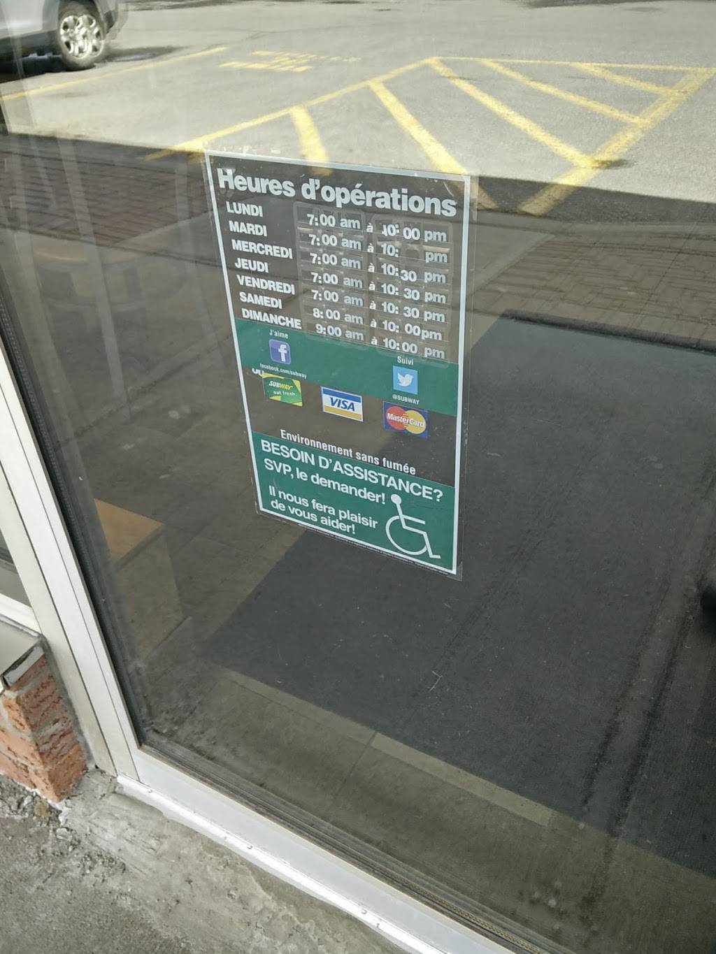 Subway | restaurant | 455 Boulevard Gréber, Gatineau, QC J8T 5T7, Canada | 8195689700 OR +1 819-568-9700