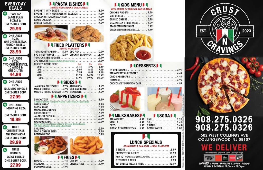 Crust N Cravings | restaurant | 602 Collings Ave, Collingswood, NJ 08108, USA | 9082750325 OR +1 908-275-0325