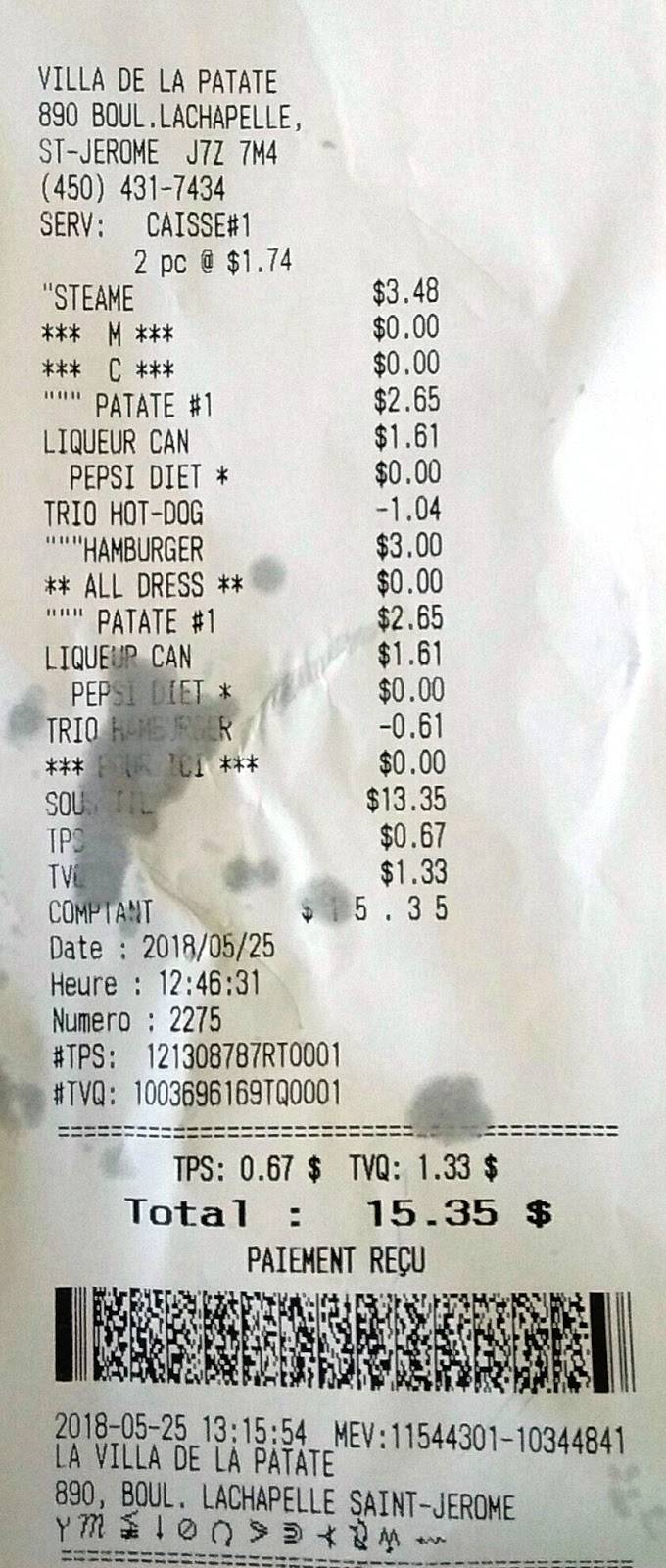 LaVilla De La Patate | restaurant | 890 Boulevard Lachapelle, Saint-Jérôme, QC J7Z 7M4, Canada | 4504317434 OR +1 450-431-7434