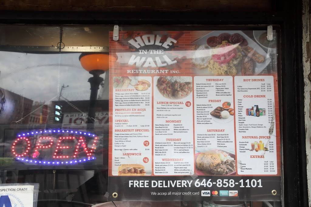 Hole in the Wall Restaurant | restaurant | 1863 Lexington Ave, New York, NY 10029, USA | 6468581101 OR +1 646-858-1101