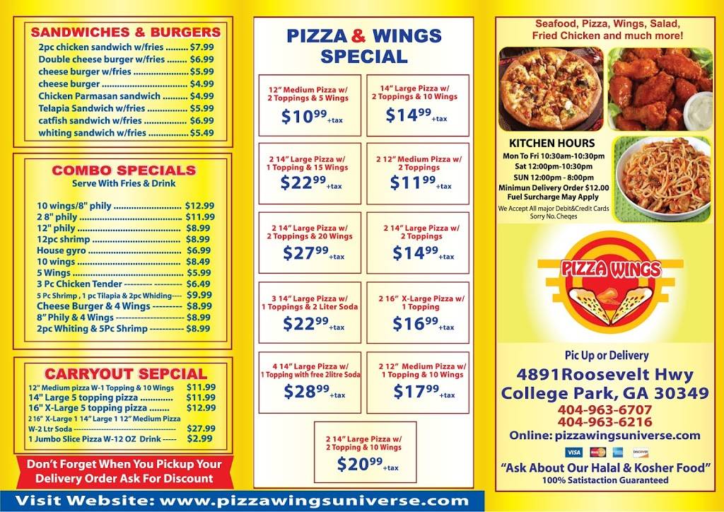 Pizza Wings | meal delivery | 4891 Roosevelt Hwy, Atlanta, GA 30349, USA | 4049636216 OR +1 404-963-6216