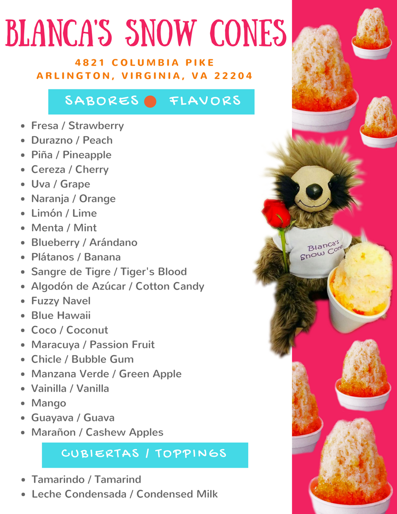 Blancas Snow Cones - Shaved Ice | restaurant | 4821 Columbia Pike, Arlington, VA 22204, USA | 2404016263 OR +1 240-401-6263