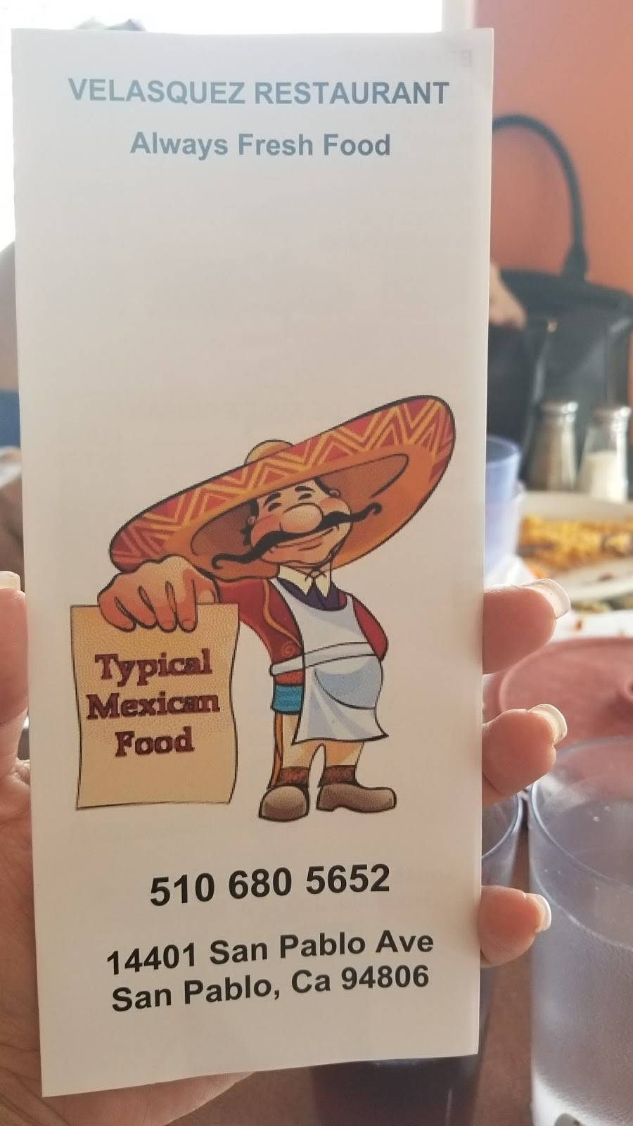 Velasquez Restaurant | restaurant | 14401 San Pablo Ave, San Pablo, CA 94806, USA | 5106805652 OR +1 510-680-5652