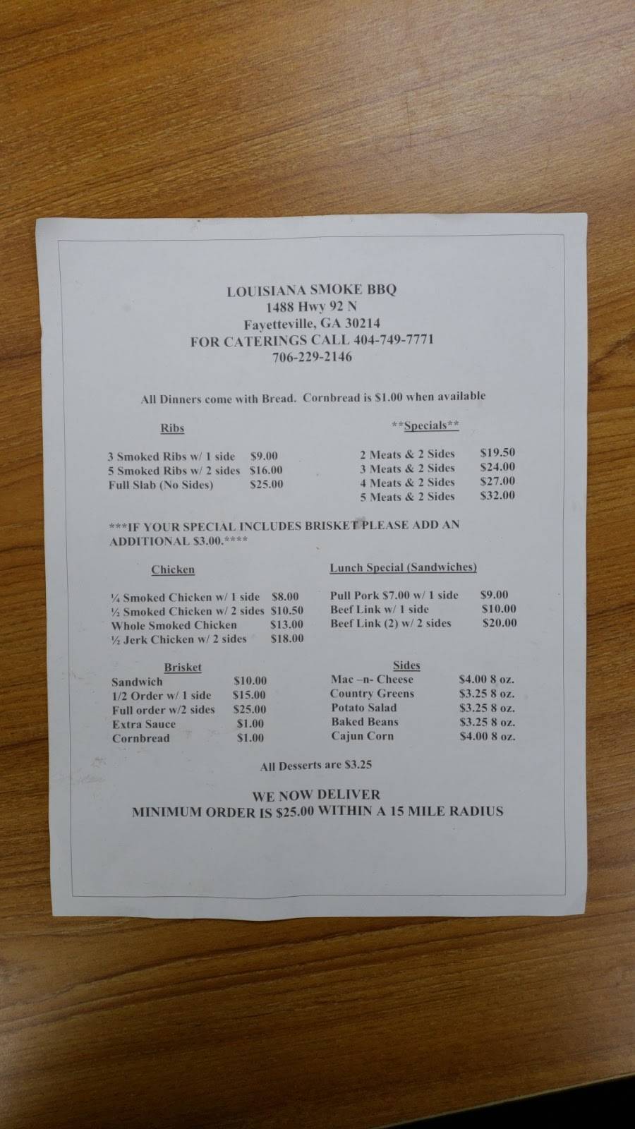 LOUISIANA SMOKEHOUSE BBQ | restaurant | 1488 GA-92, Fayetteville, GA 30214, USA | 7062292146 OR +1 706-229-2146