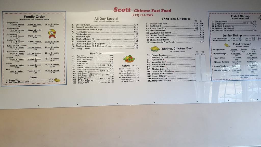 Scott Chinese Food | restaurant | 7018 Scott St, Houston, TX 77021, USA | 7137413527 OR +1 713-741-3527