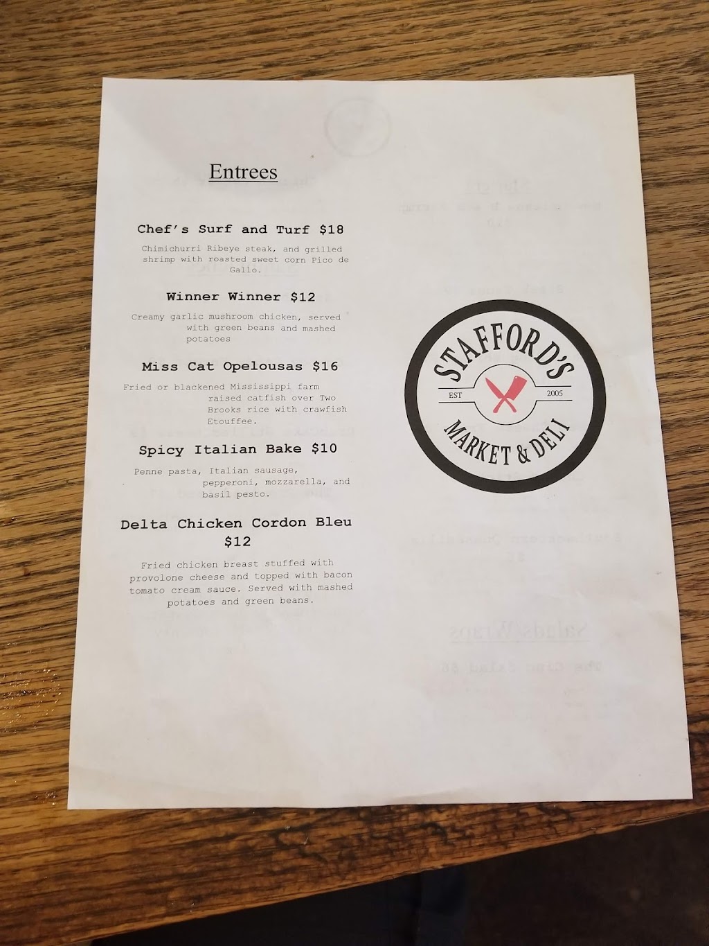 Staffords On Main Street | restaurant | 119 S Main St, Drew, MS 38737, USA | 6627454663 OR +1 662-745-4663