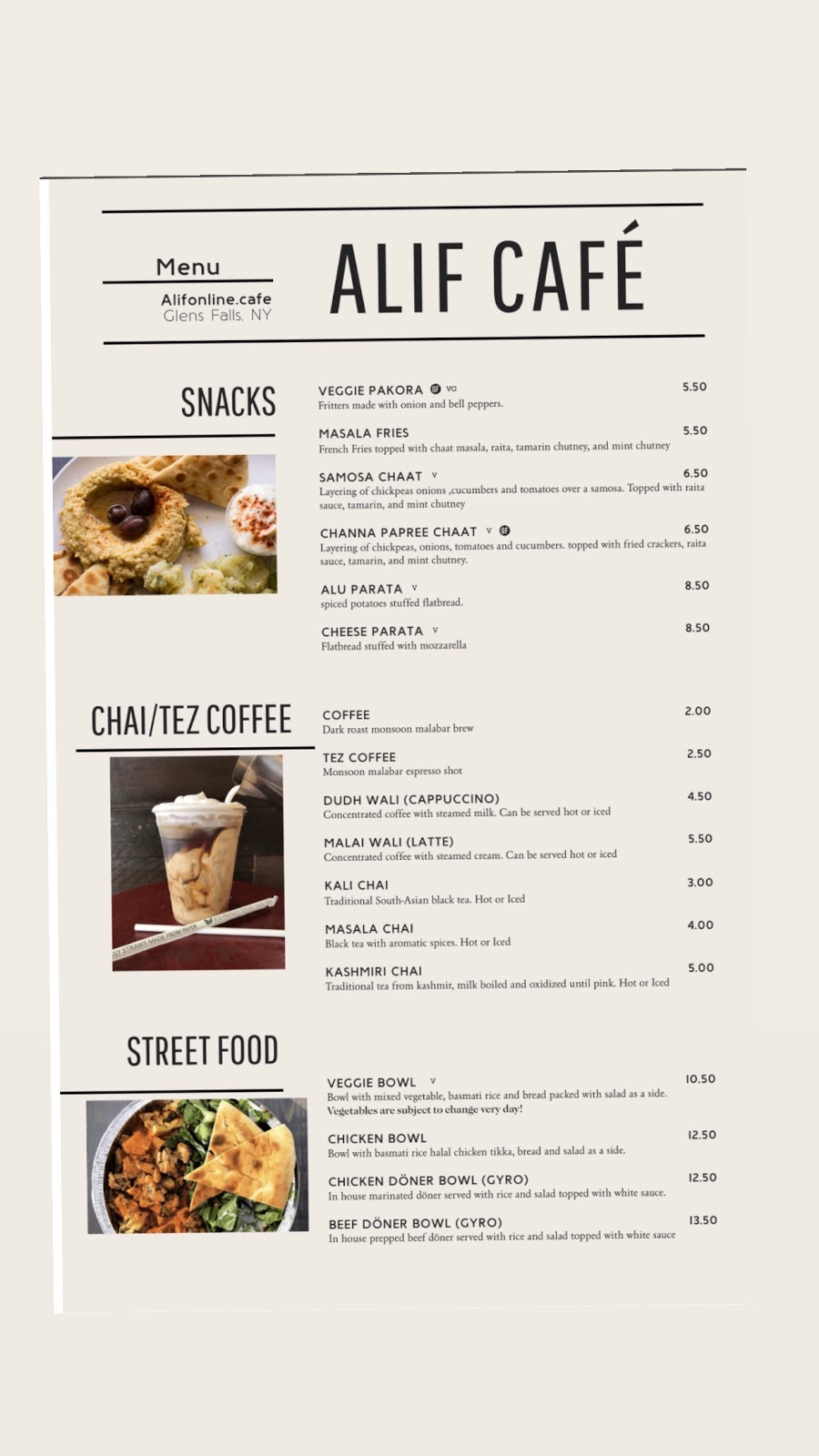 Alif Cafe | cafe | 193 Glen St Suite 1, Glens Falls, NY 12801, USA | 5187410079 OR +1 518-741-0079